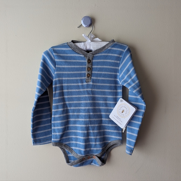 Burt's Bees Baby Other - Burt's Bees Blue Gray Striped Onesie 24M NWT